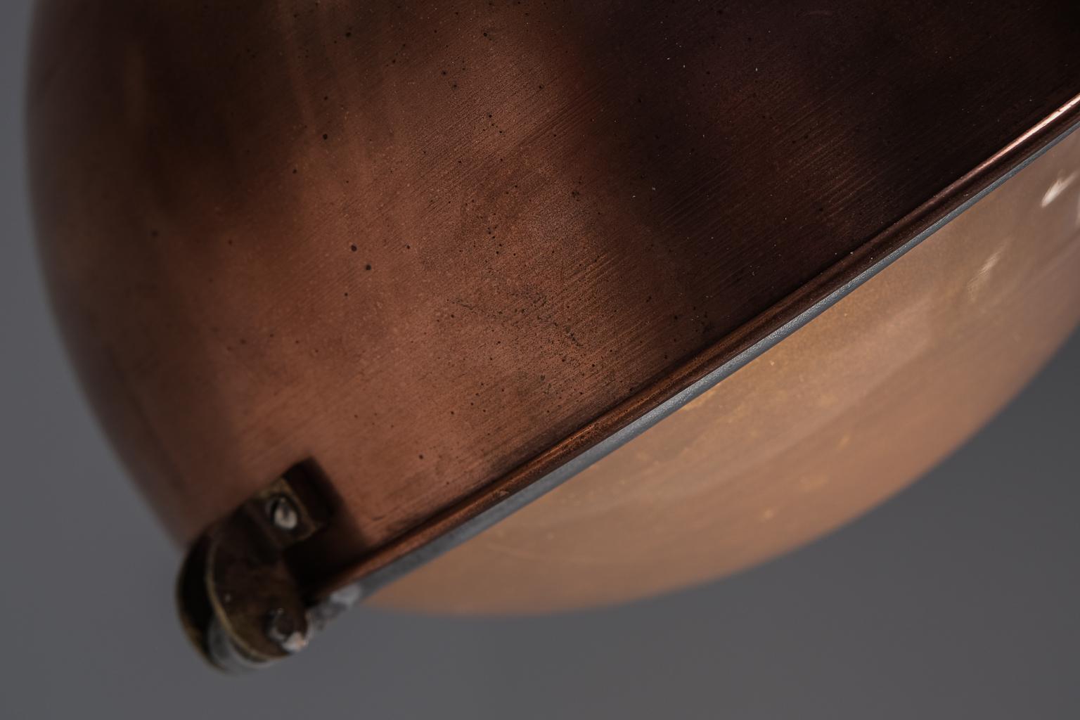 A pair of impressive, French factory lights made of copper and glas im Angebot 5
