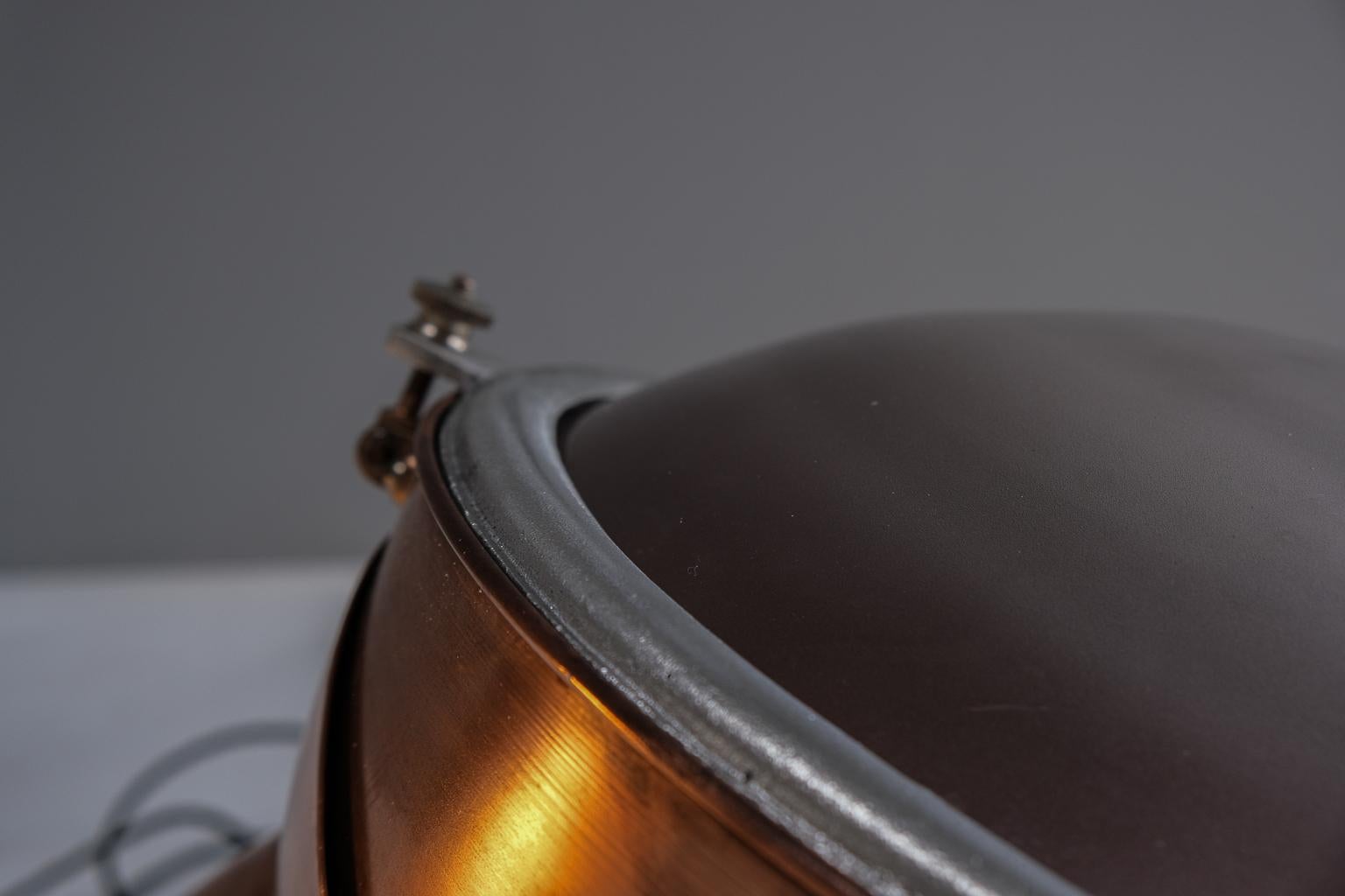 A pair of impressive, French factory lights made of copper and glas im Angebot 10