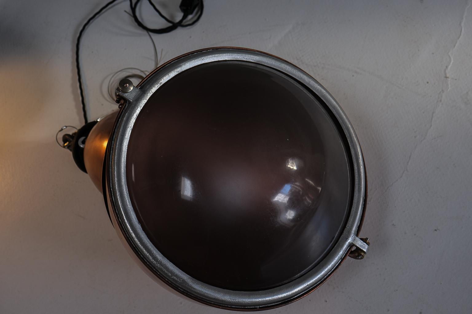 A pair of impressive, French factory lights made of copper and glas im Angebot 11