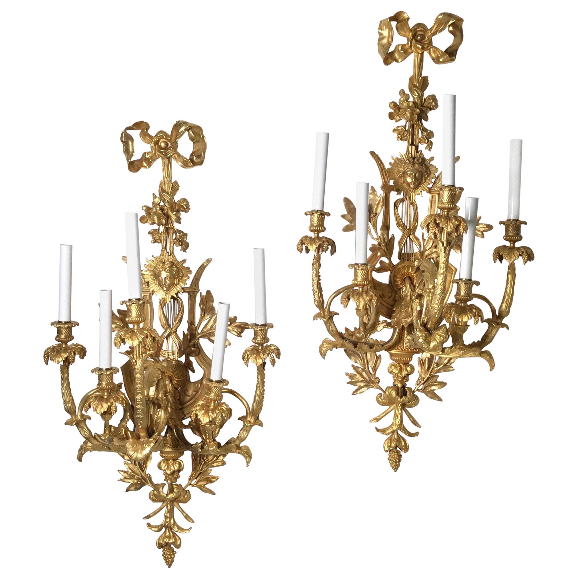 Pair of Antique French Wall Sconces with Gilt Bronze and Cloisonné at 1stDibs