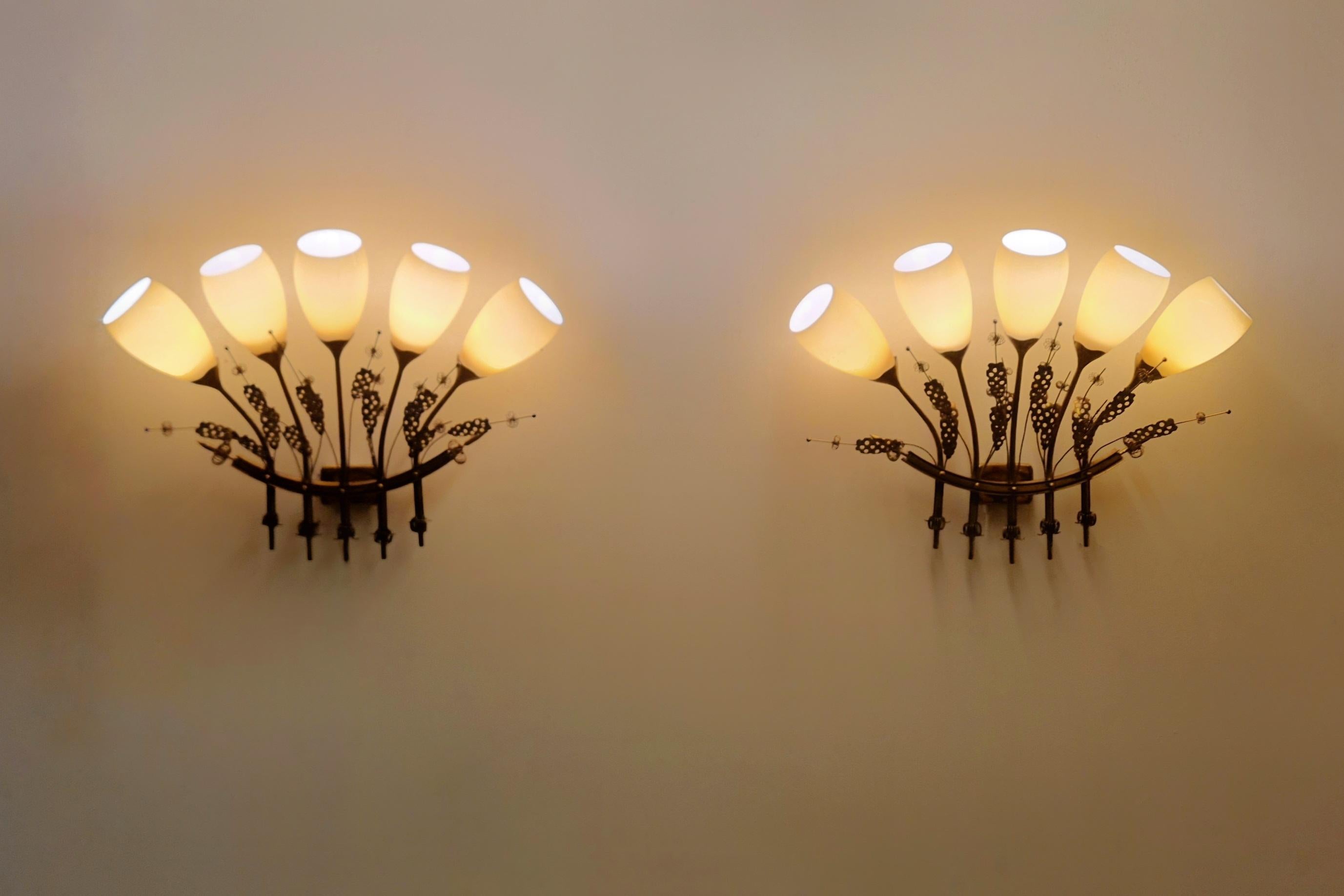 Scandinavian Modern A Pair of Impressive Paavo Tynell Commissioned Wall Lamps, Taito c. 1950s For Sale