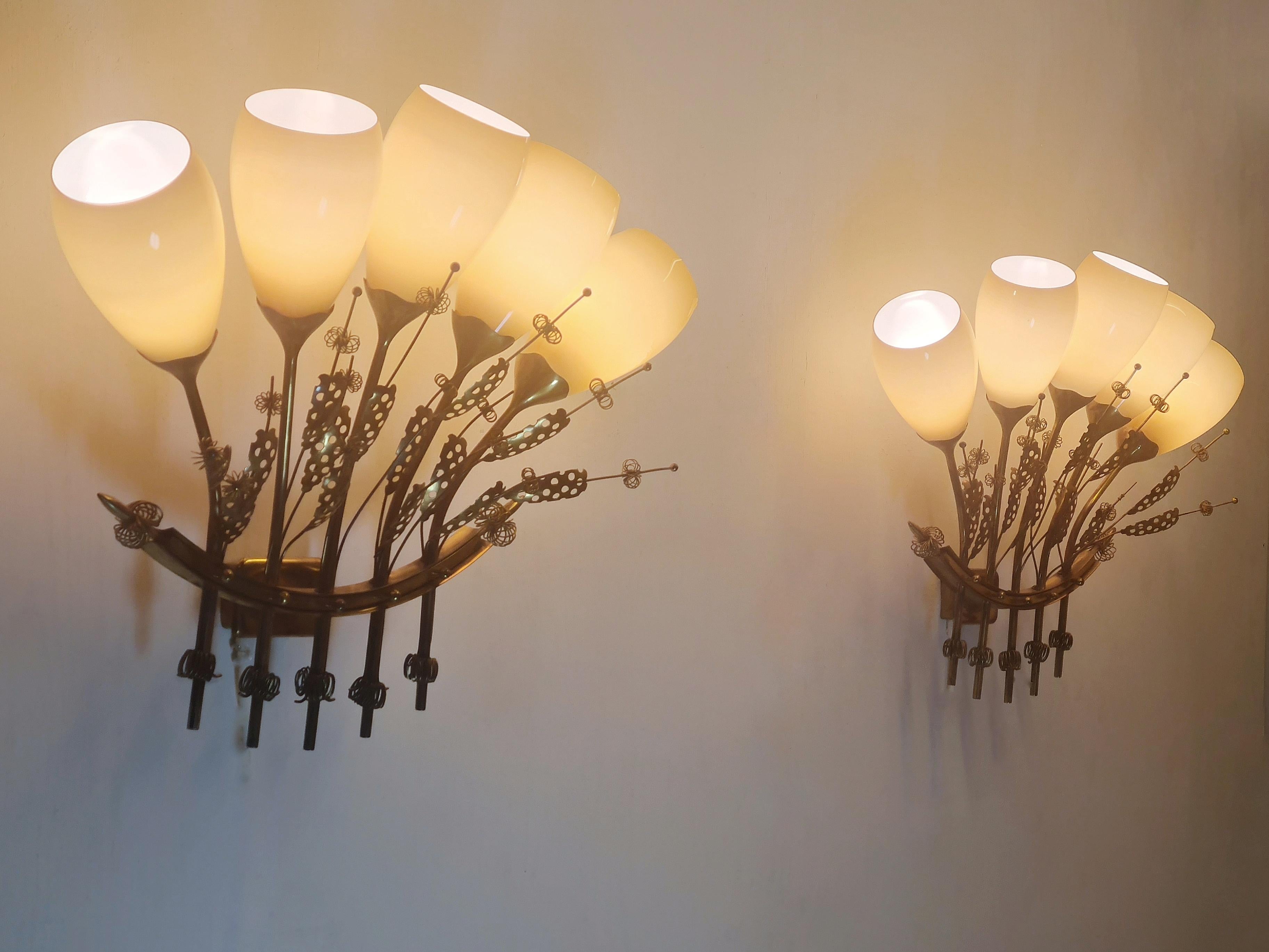 A Pair of Impressive Paavo Tynell Commissioned Wall Lamps, Taito c. 1950s For Sale 1