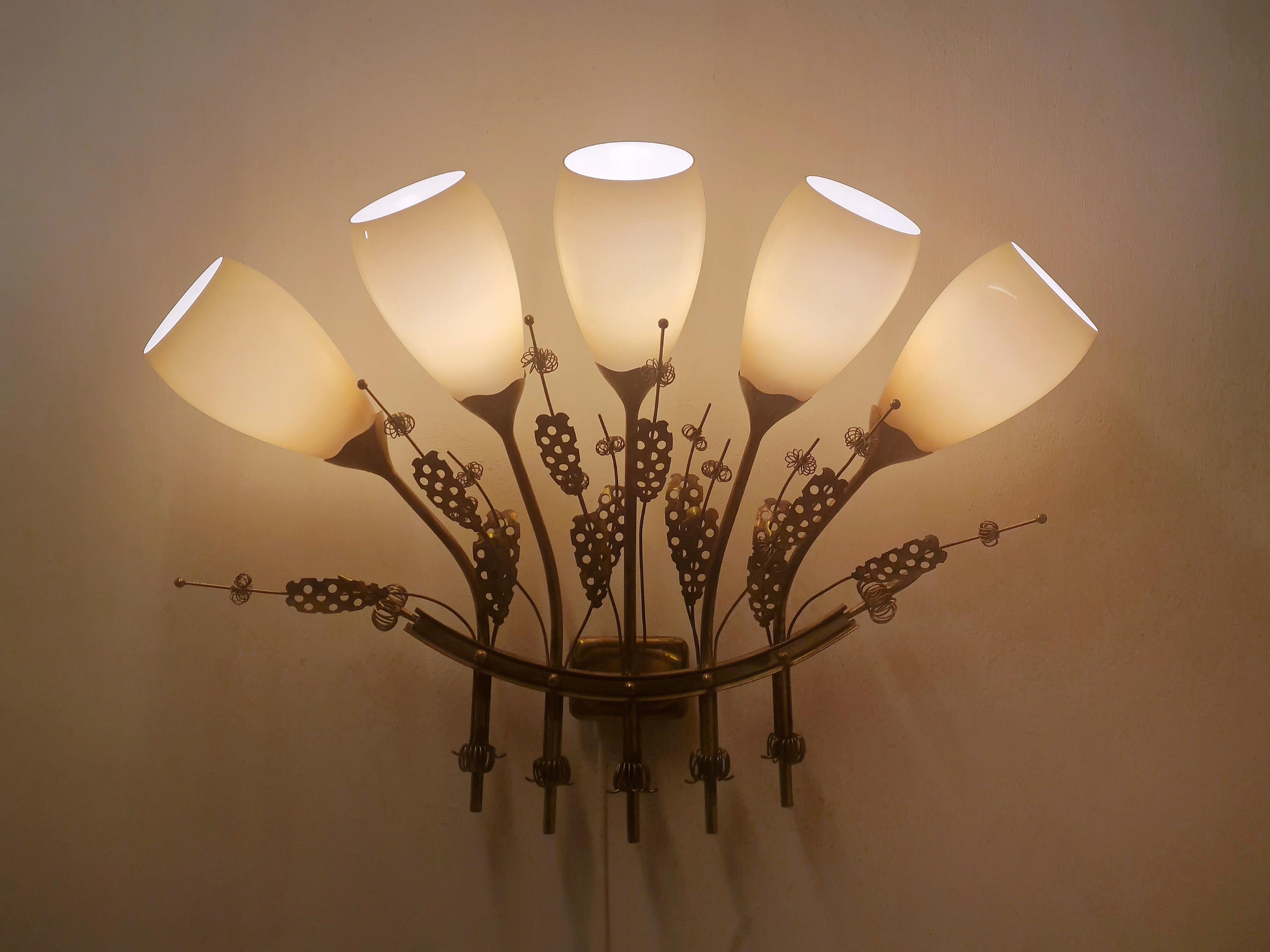 A Pair of Impressive Paavo Tynell Commissioned Wall Lamps, Taito c. 1950s For Sale 2
