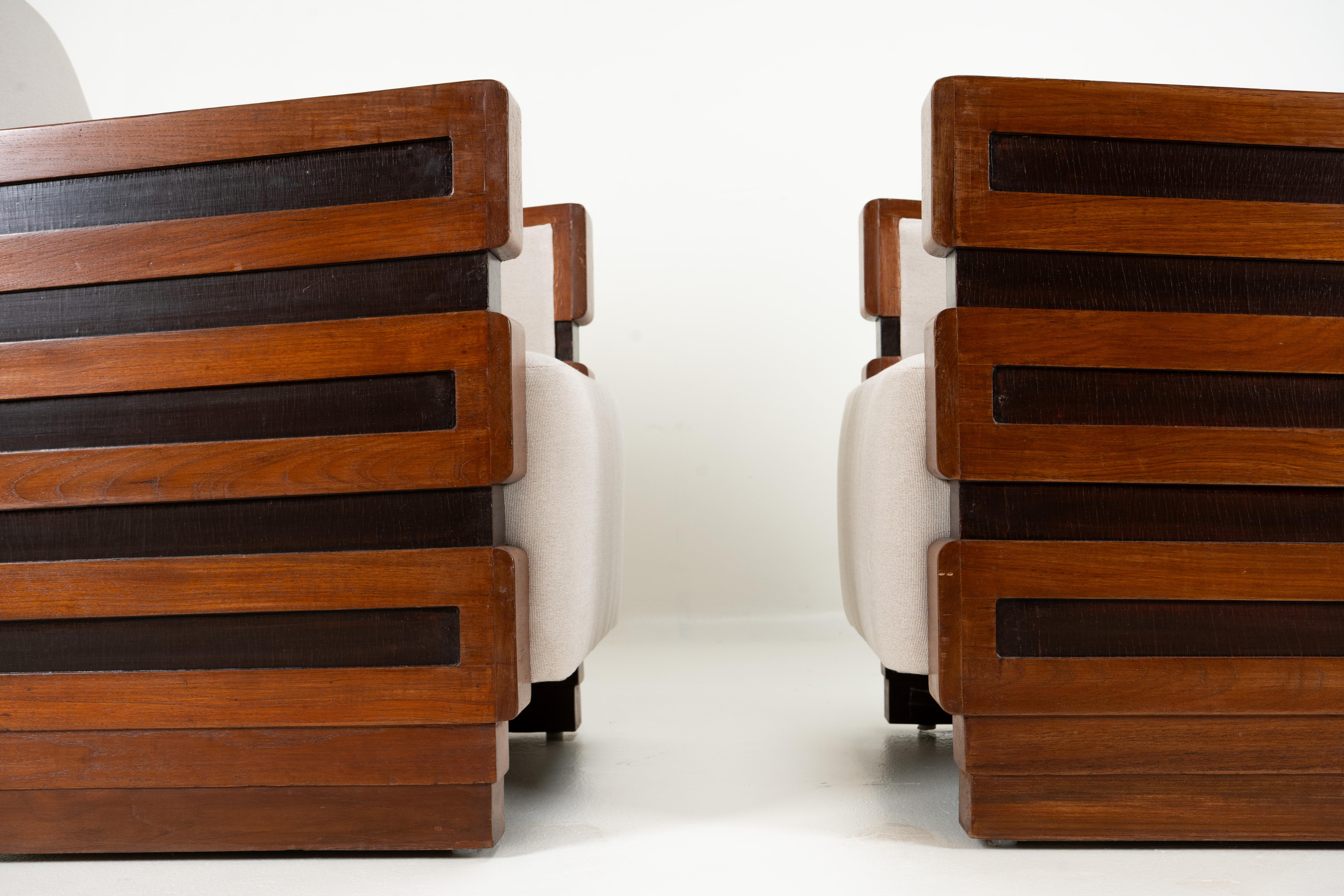 Paire de chaises indiennes Art déco avec cadre Zig Zag en vente 6