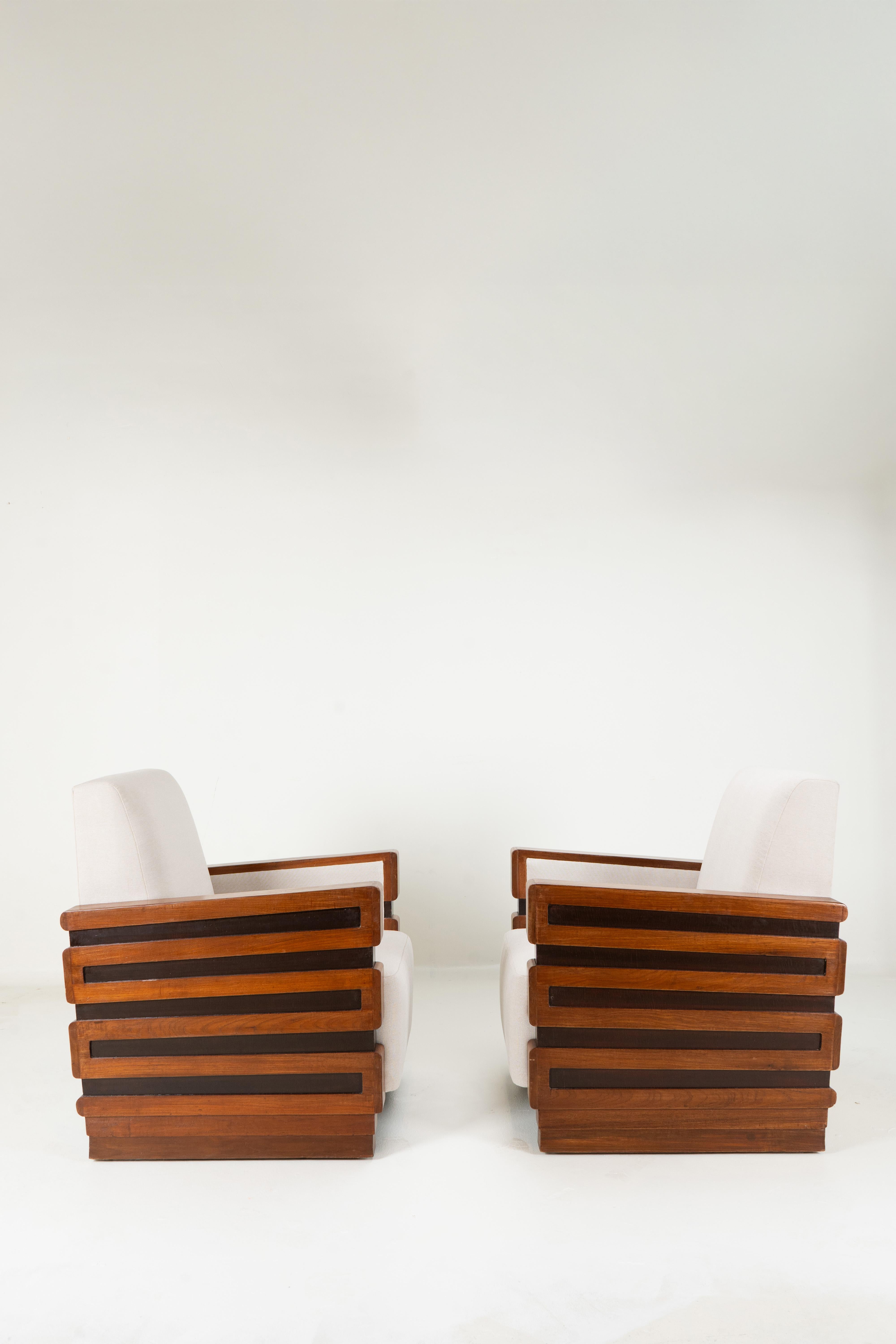 Paire de chaises indiennes Art déco avec cadre Zig Zag en vente 7