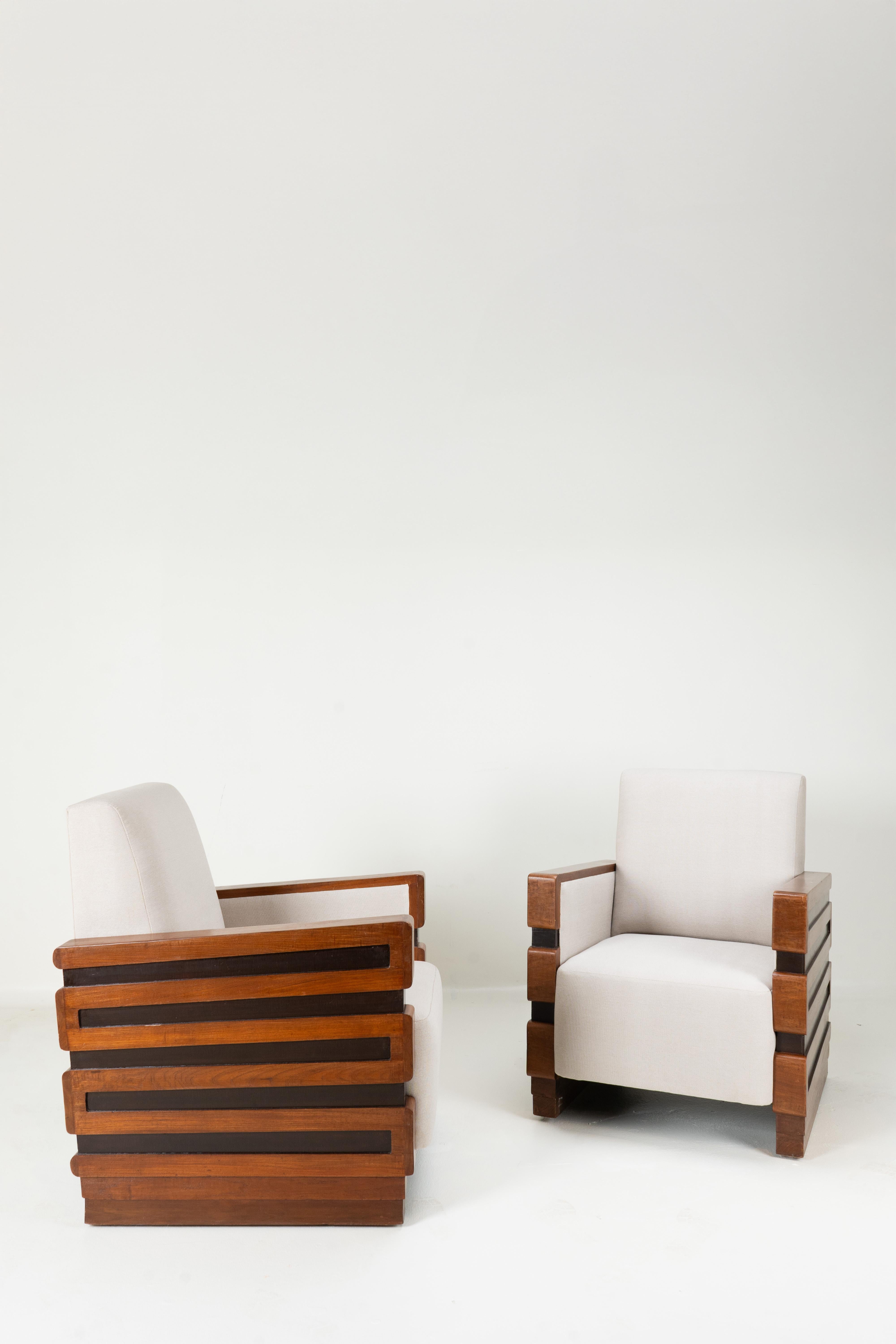 Paire de chaises indiennes Art déco avec cadre Zig Zag en vente 8