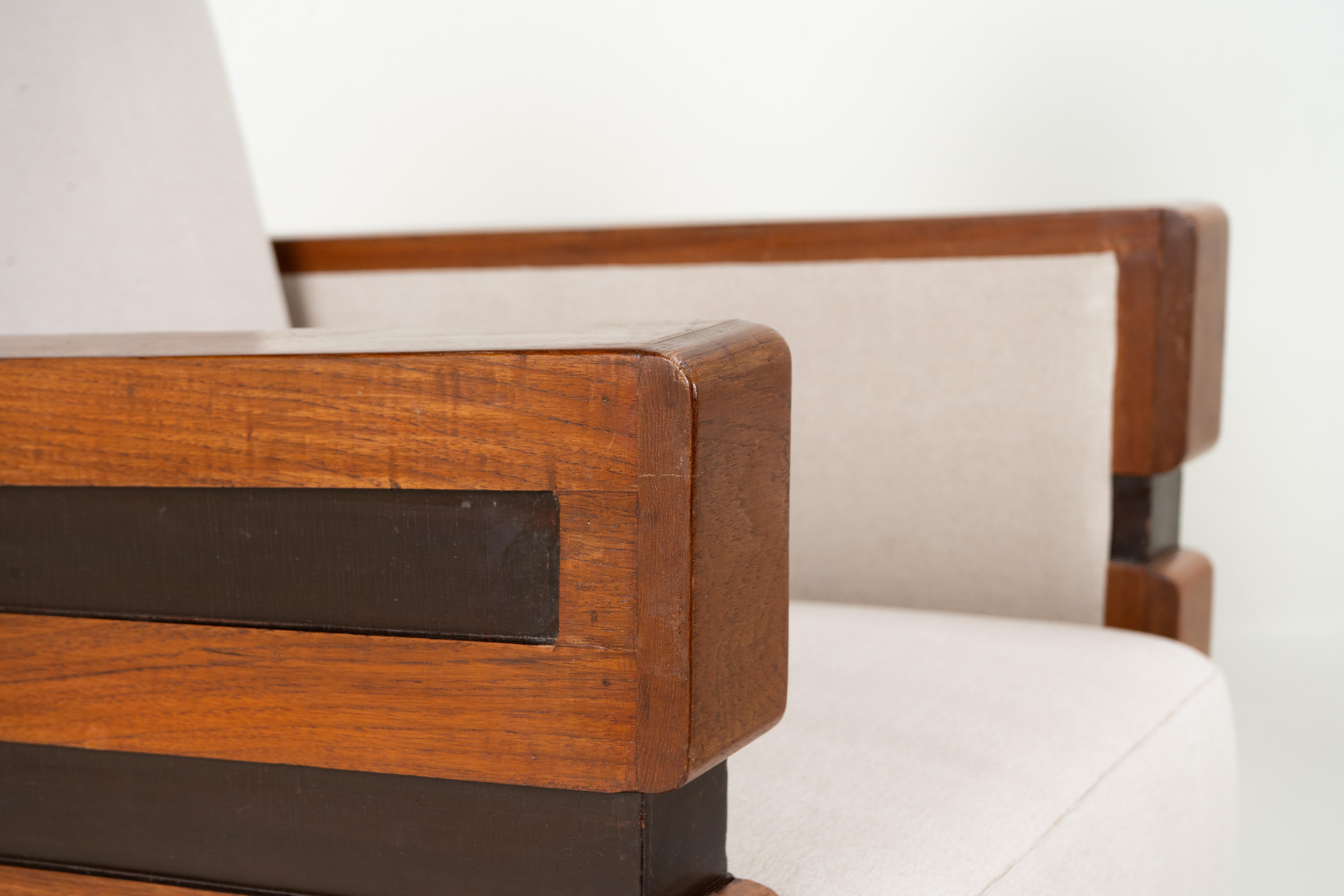 Paire de chaises indiennes Art déco avec cadre Zig Zag en vente 2