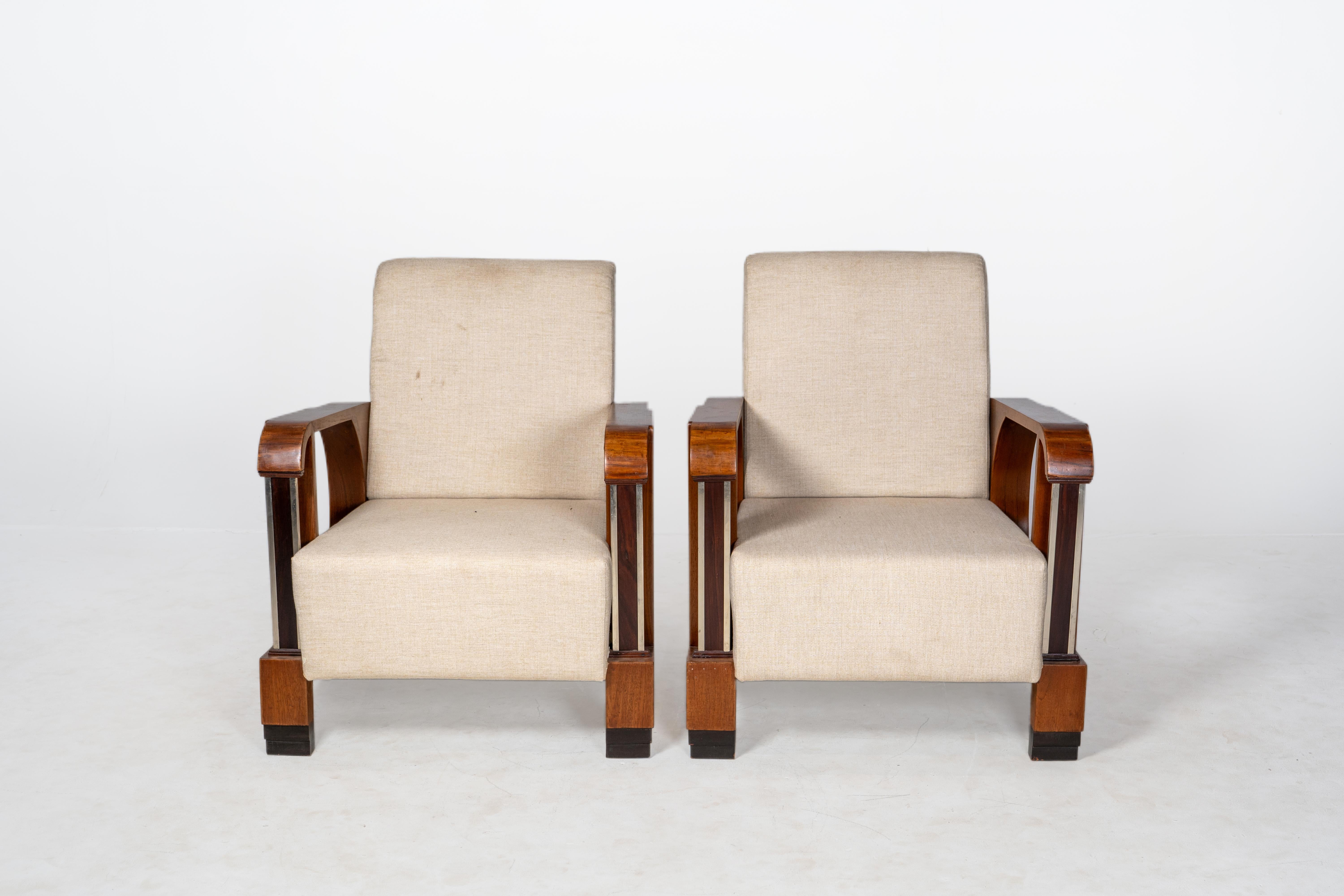 Indien Paire de fauteuils club indiens Art déco en vente