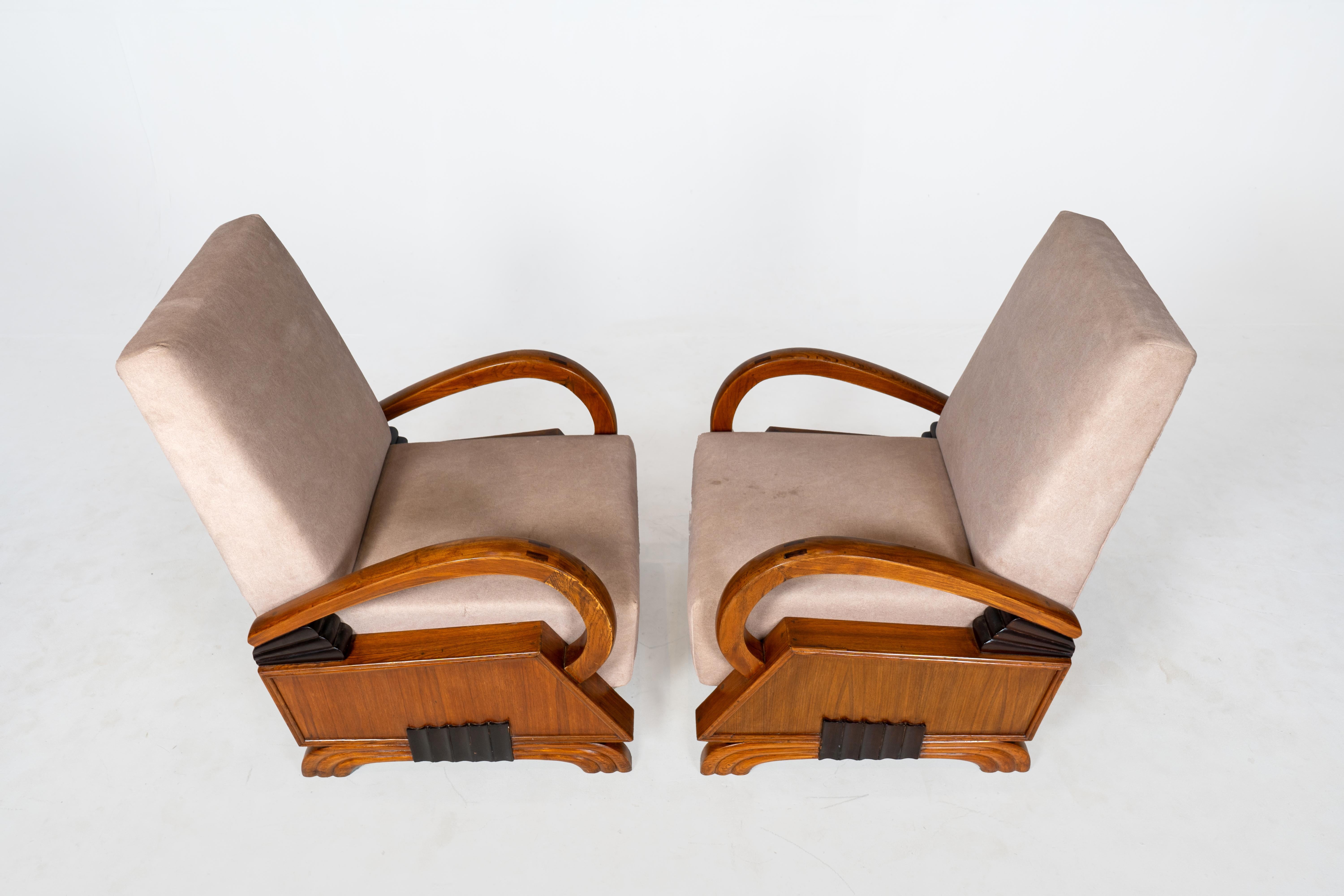 Pareja de sillones indios Art Decó en venta 1