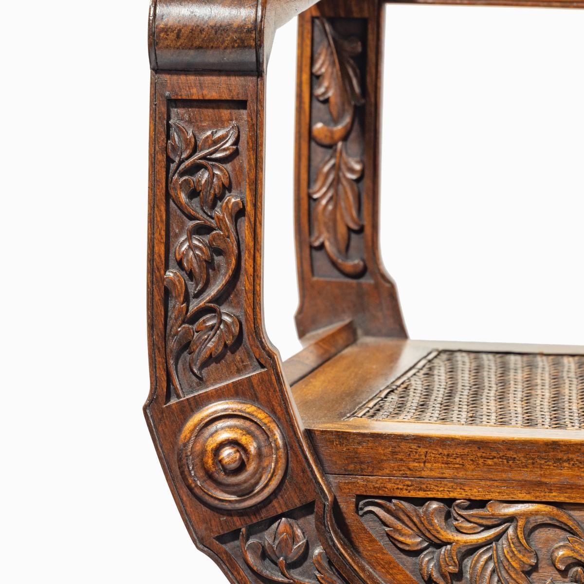 Early 20th Century Pair of Indian Throne Chairs, Carved with the Arms of the Kingdom of Travancor