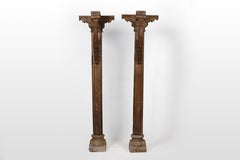 A Pair of Indian Wooden Columns with Brackets