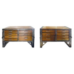 Pair of Industrial Chests of Drawers, Italy, 1930