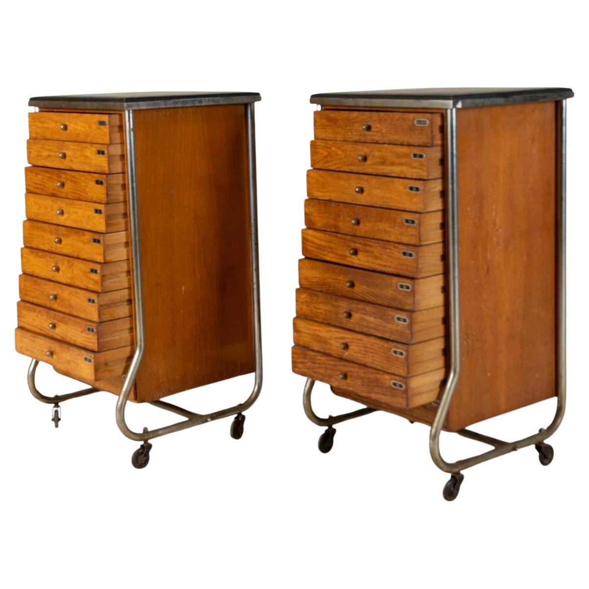A Pair of Industrial Jewelers Chests For Sale