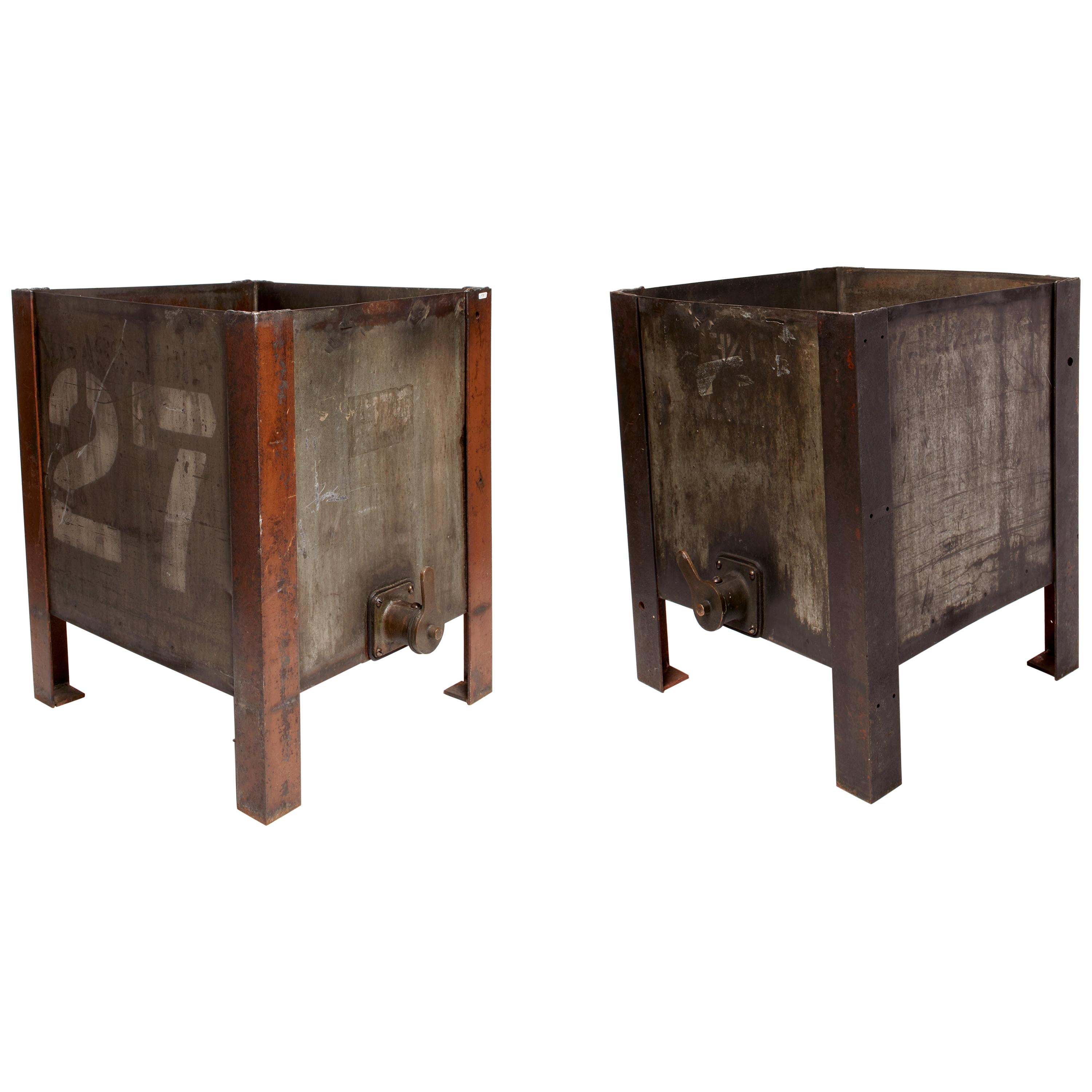 Pair of Industrial Oil Containers, USA, 1900