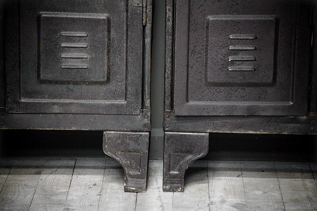 Pair of Industrial Panelled Lockers For Sale 2