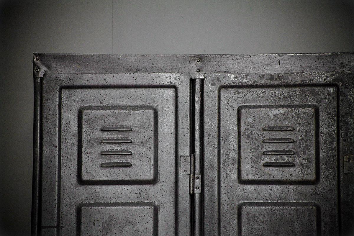 Pair of Industrial Panelled Lockers For Sale 3