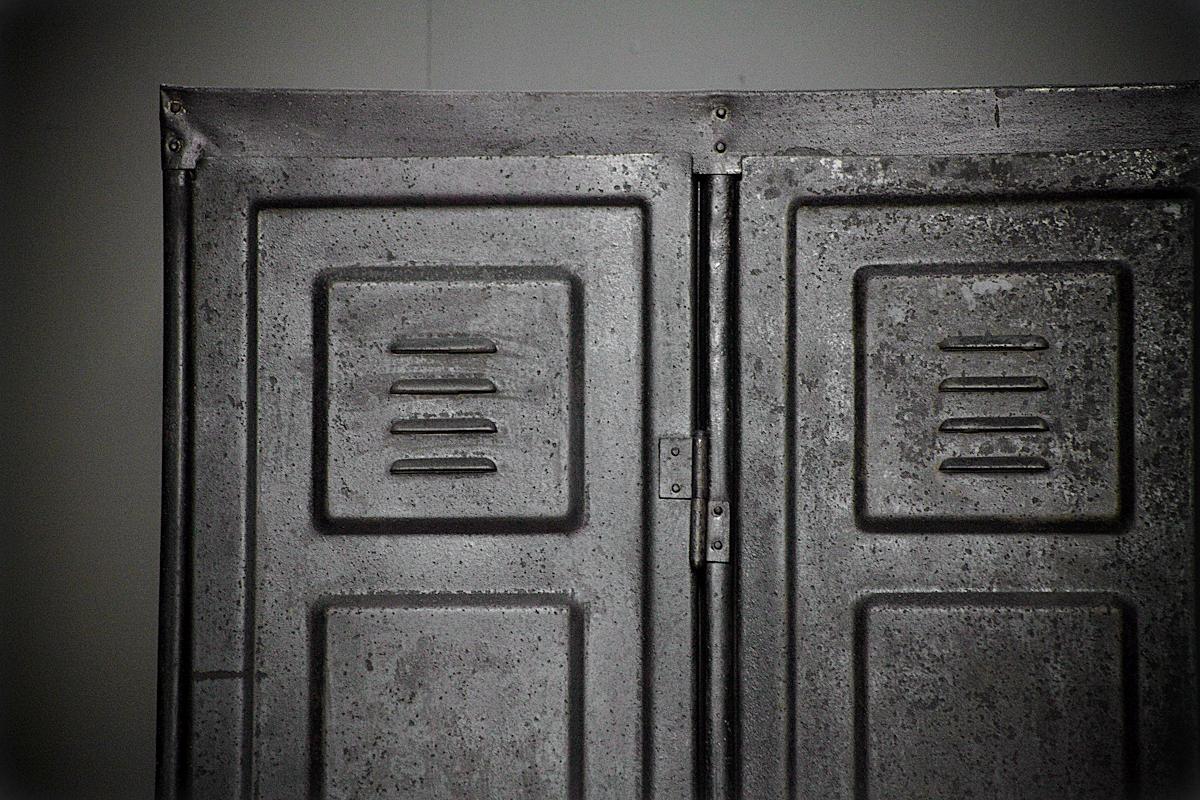 Pair of Industrial Panelled Lockers For Sale 1