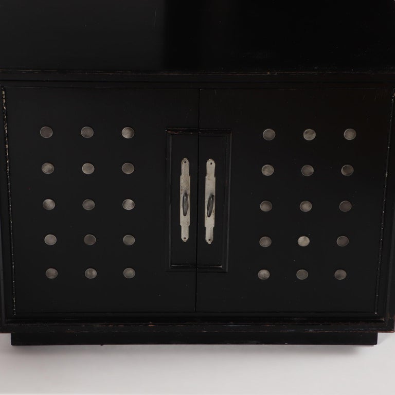 Pair of Industrial Style Ebonized End Tables with Silver Rivets