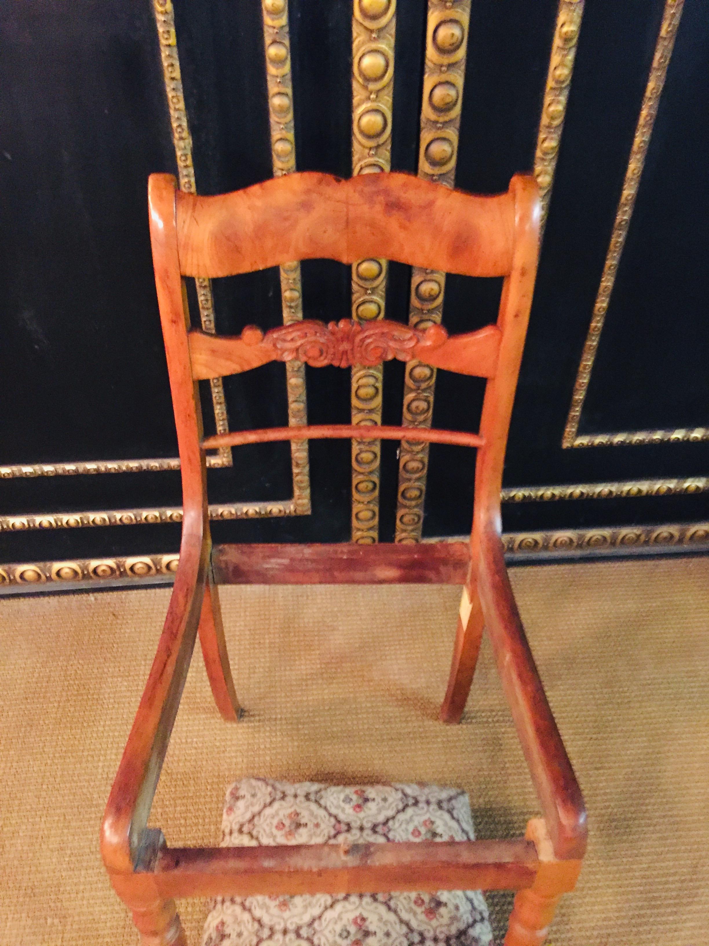 Pair of two Interesting antique Biedermeier Chairs circa 1840 cherry veneer For Sale 9