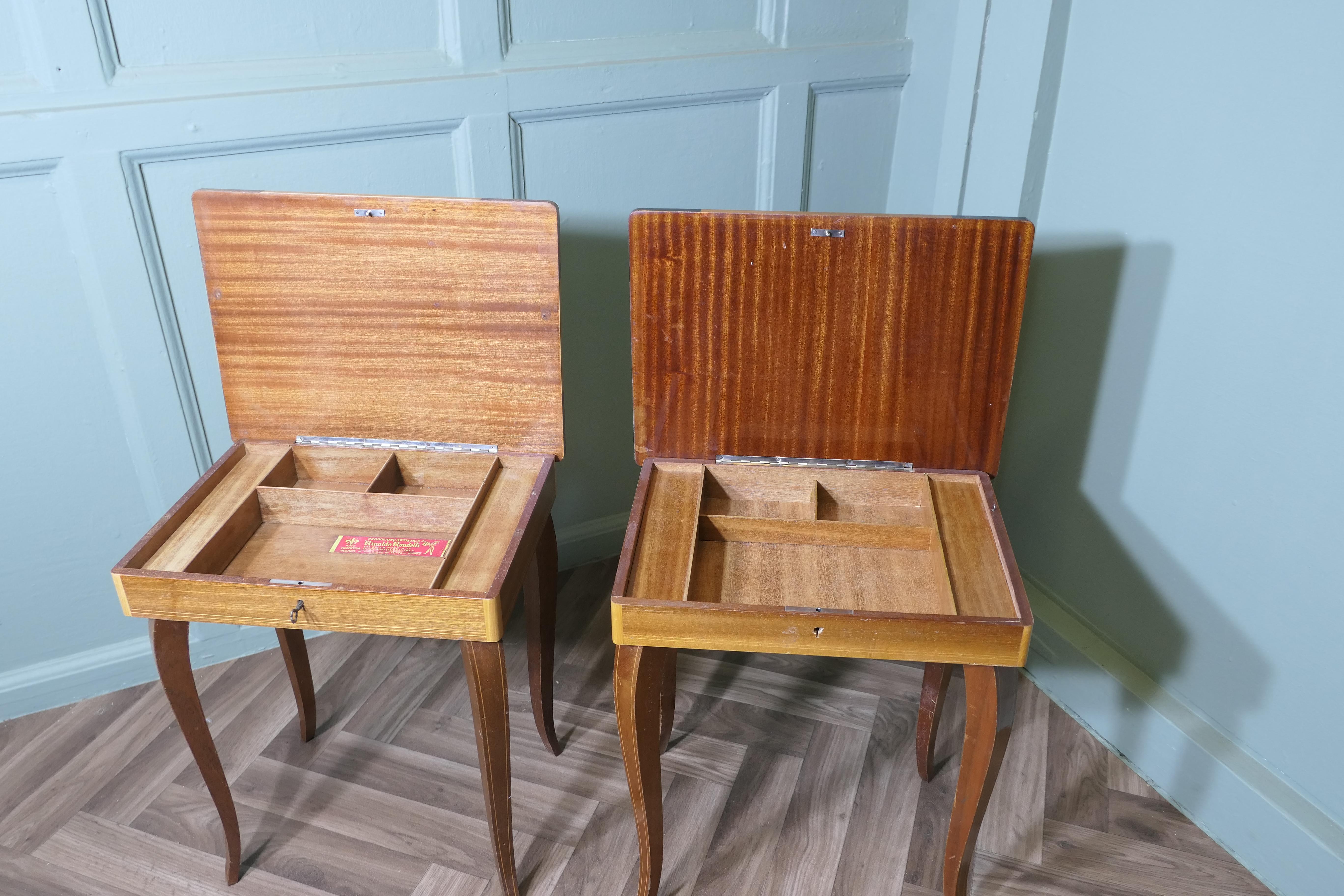 A Pair of Intricately Decorated Italian Musical Side Tables In Good Condition For Sale In Godshill, Isle of Wight