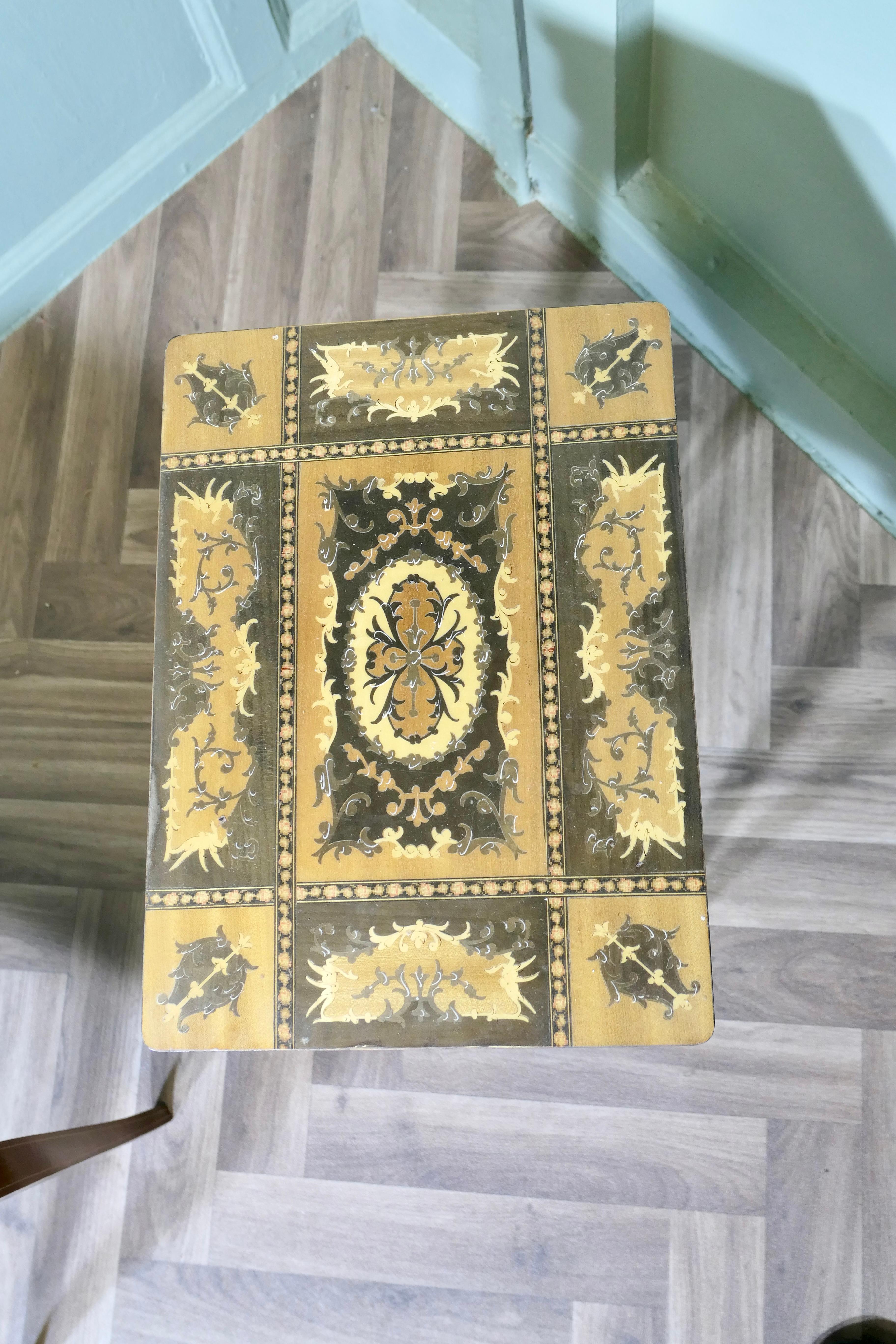 A Pair of Intricately Decorated Italian Musical Side Tables For Sale 1