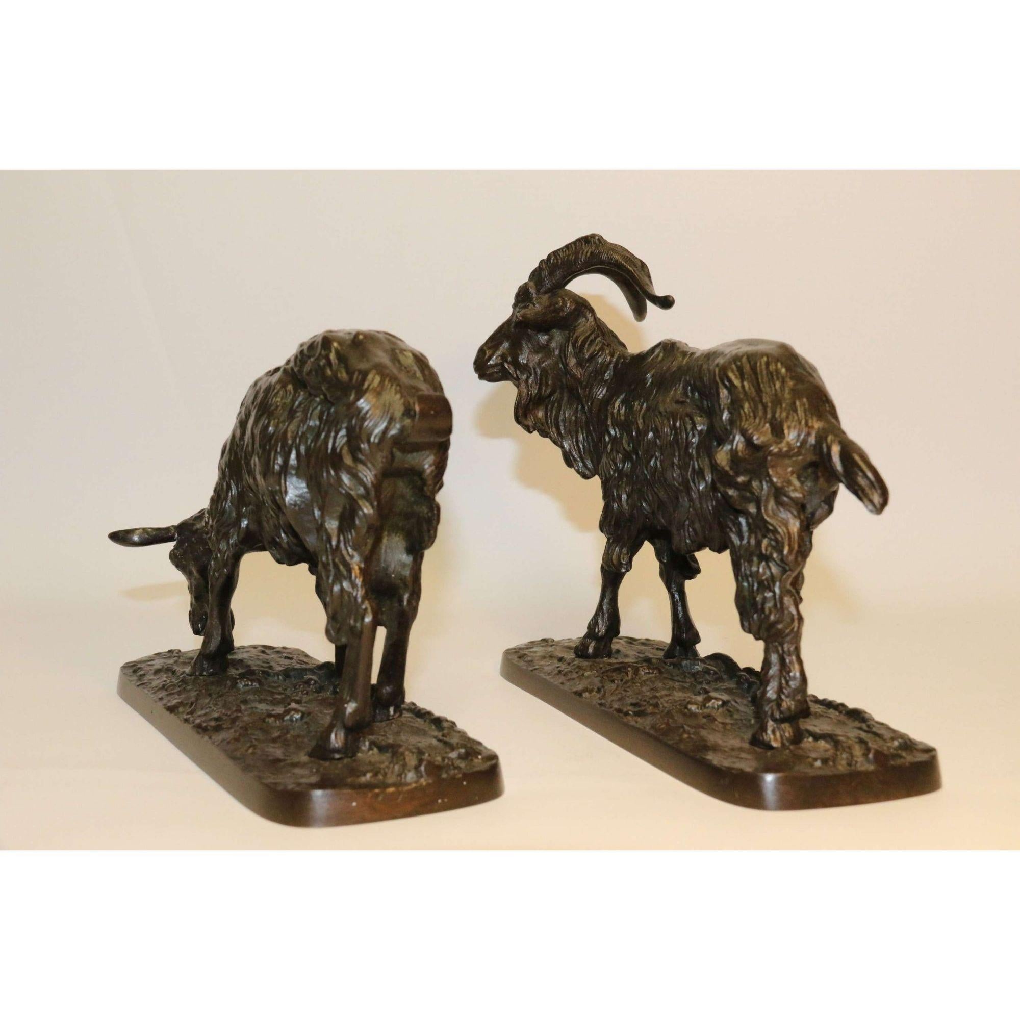 Pair of Iron 19th Century Goat Sculptures After P J Mene , French, circa 1850 For Sale 6