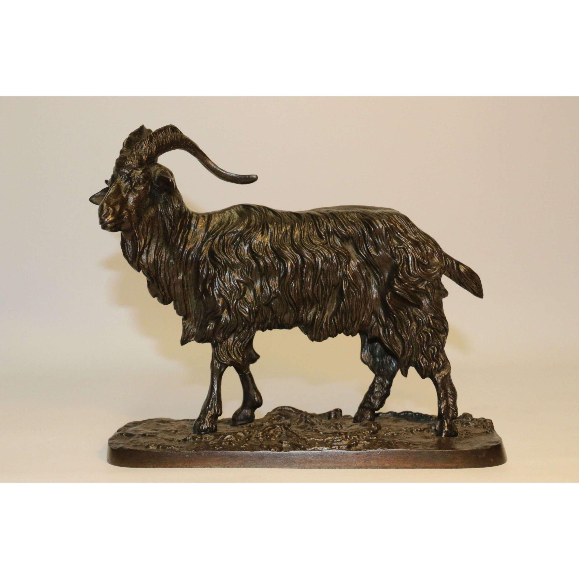 Pair of Iron 19th Century Goat Sculptures After P J Mene , French, circa 1850 For Sale 9