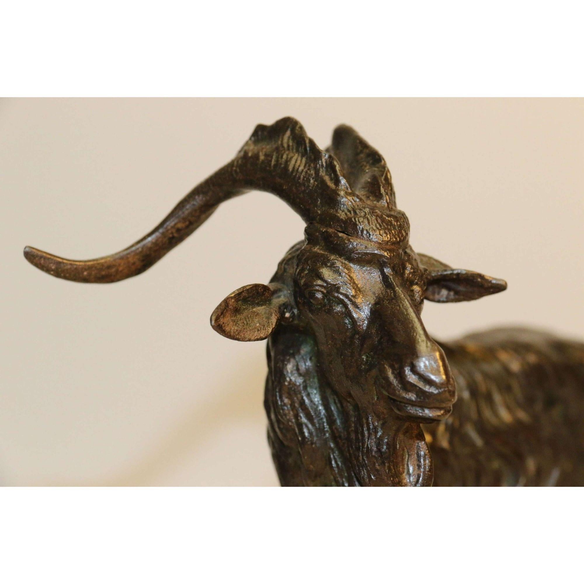 Pair of Iron 19th Century Goat Sculptures After P J Mene , French, circa 1850 For Sale 11