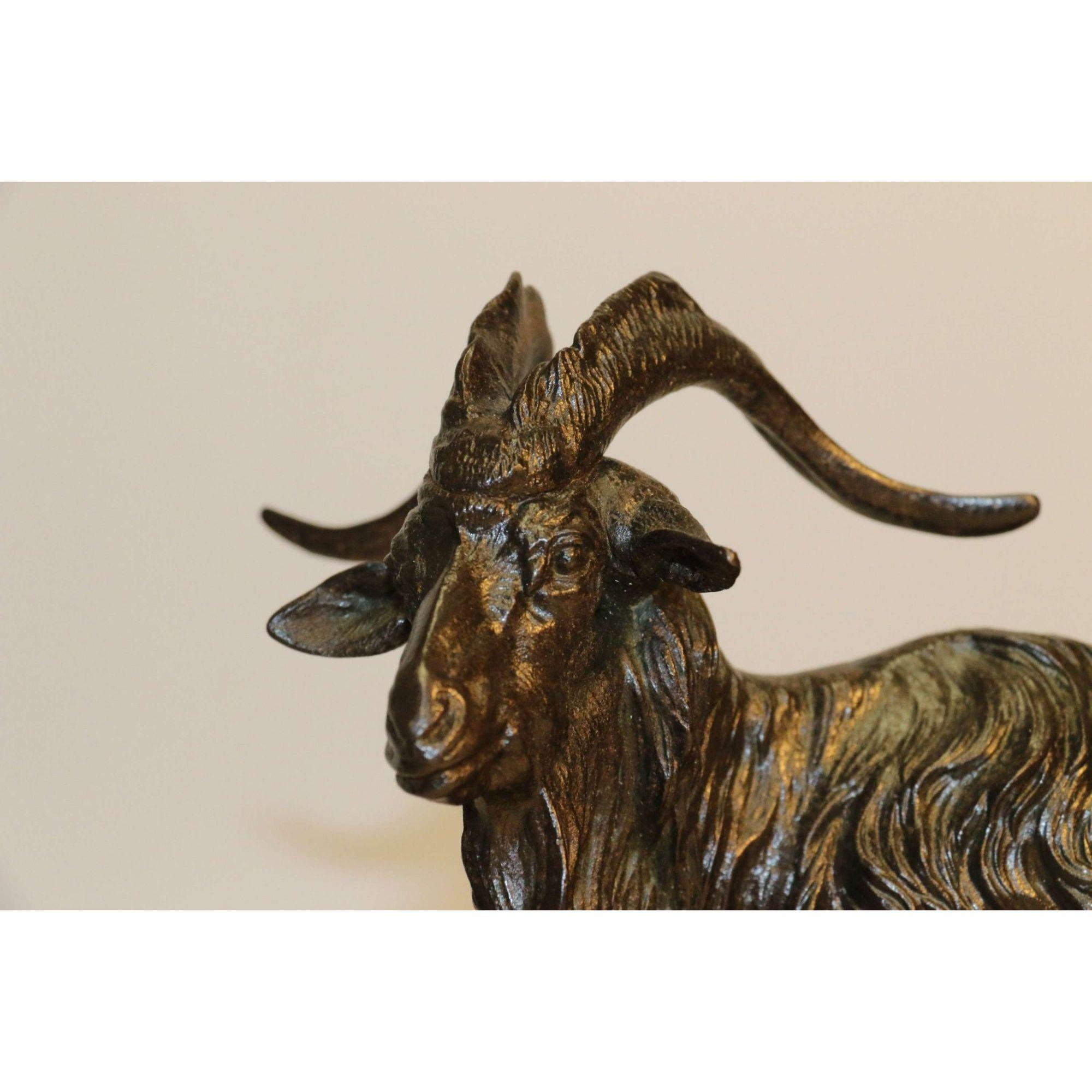 Pair of Iron 19th Century Goat Sculptures After P J Mene , French, circa 1850 For Sale 12