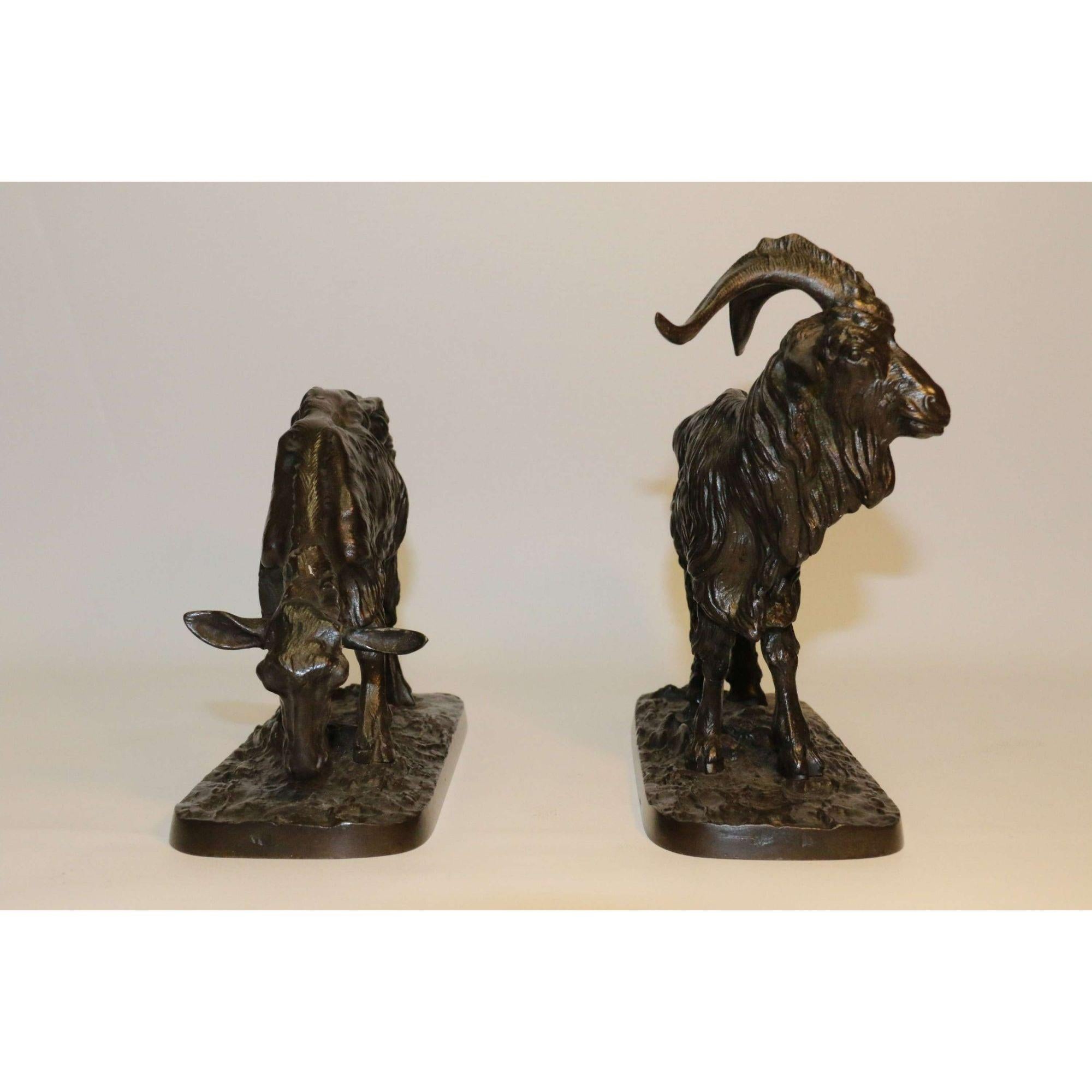 Pair of Iron 19th Century Goat Sculptures After P J Mene , French, circa 1850 For Sale 3