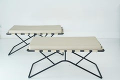 A Pair of Iron and Leather Benches designed by William Haines for Francis Brody