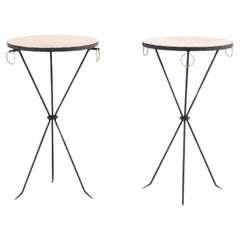 A Pair of Iron Drinks Tables in the manner of Jean-Michel Frank. Contemporary.