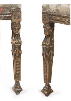Italian Neoclassical pair of painted side chairs great Form and Patina