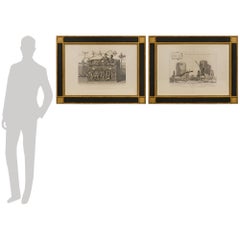 A pair of Italian 18th century patinated wood and Giltwood prints