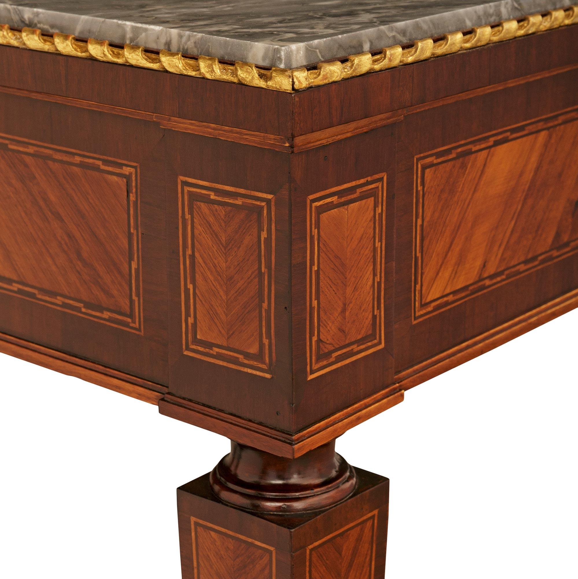 18th Century and Earlier A pair of Italian 18th century Kingwood, Tulipwood, Giltwood and marble consoles For Sale
