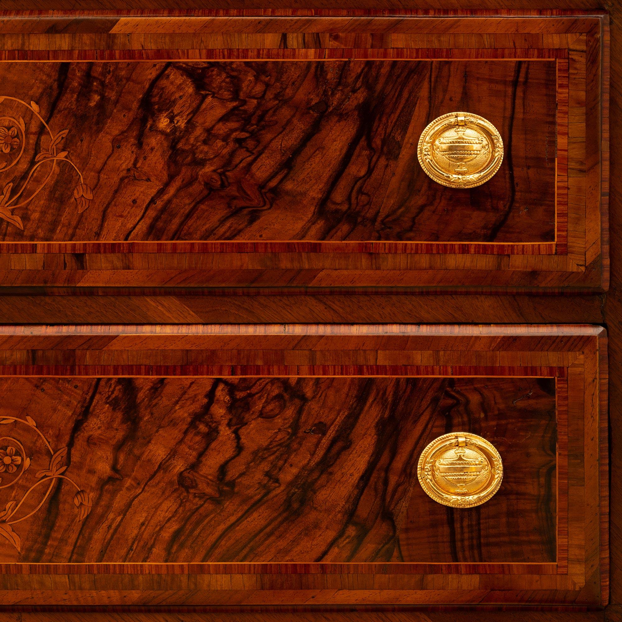A pair of Italian 18th century Louis XVI period Walnut and Ormolu commodes For Sale 2