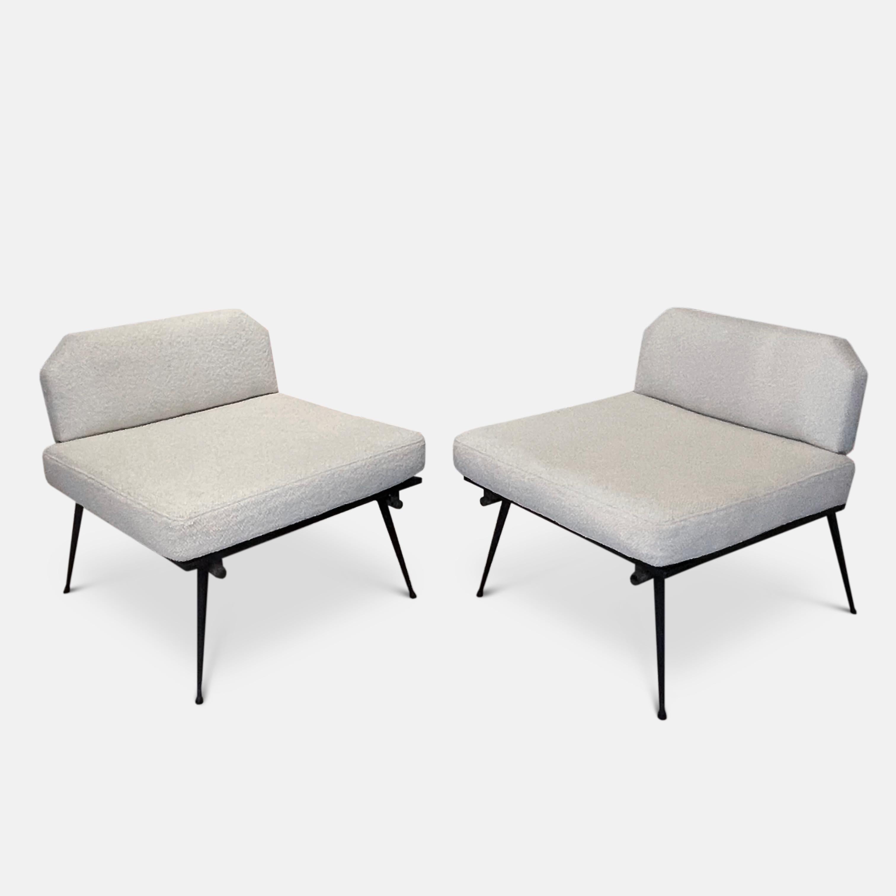 Mid-Century Modern Pair of Italian 1950's Lounge Chairs in the Manner of Studio BBPR For Sale