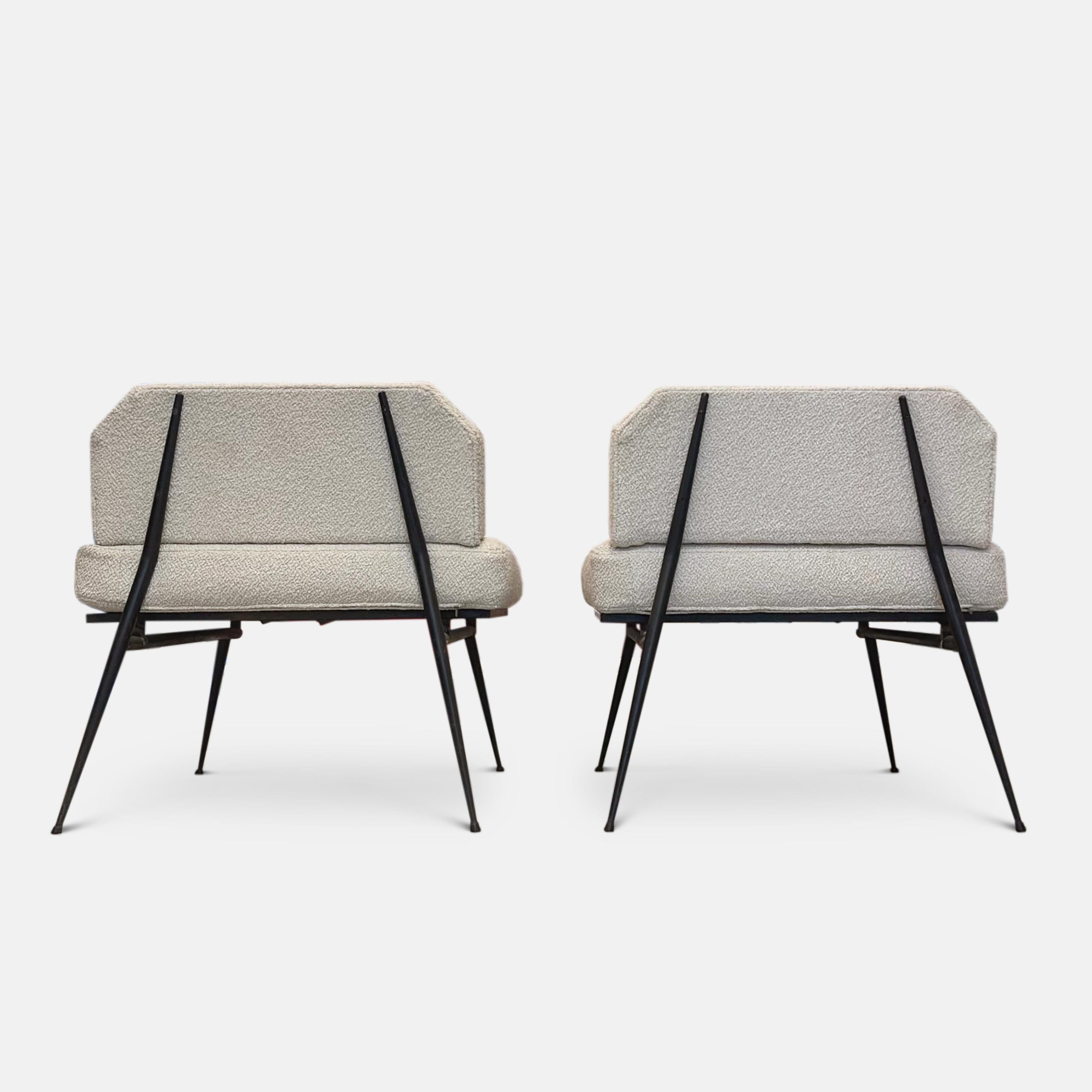 Paire de fauteuils de salon italiens des années 1950 à la manière du Studio BBPR Bon état - En vente à CA, CA