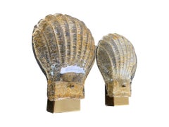 A pair of Italian 1960s Barovier et Toso Murano glass shell wall sconces