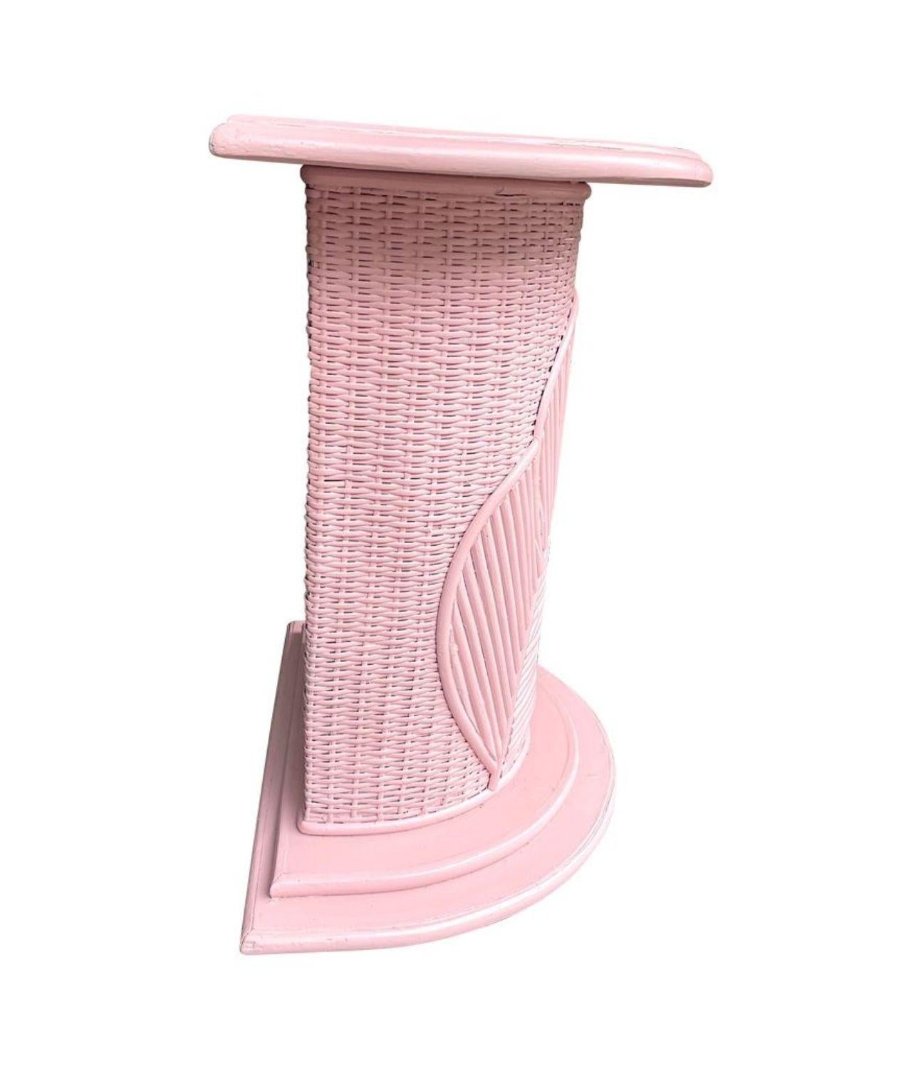 A pair of Italian 1960s pink pencil reed bamboo side tables by Vivai del Sud 2
