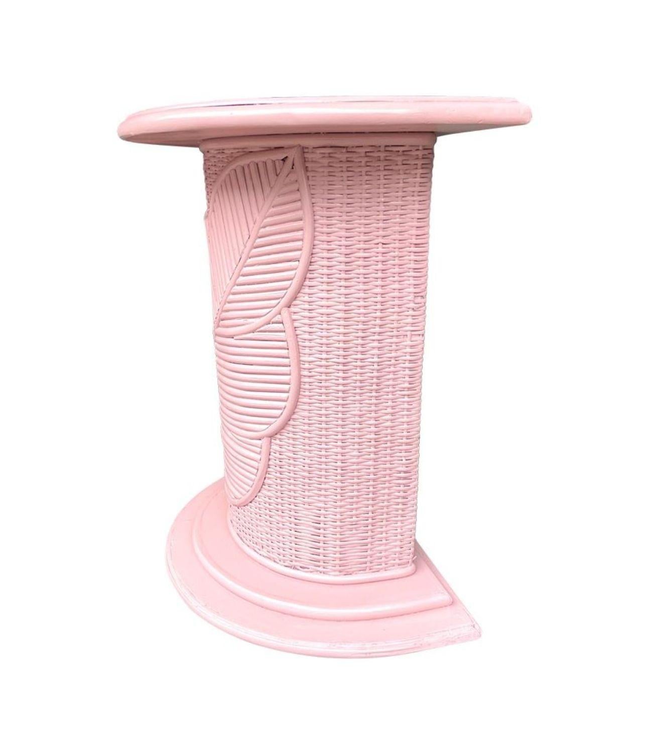 A pair of Italian 1960s pink pencil reed bamboo side tables by Vivai del Sud 4