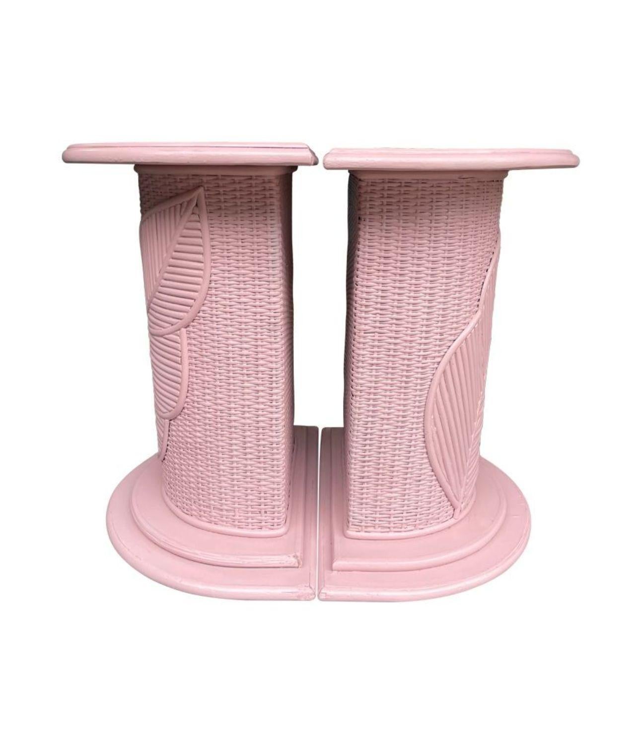 A pair of Italian 1960s pink pencil reed bamboo side tables by Vivai del Sud 5