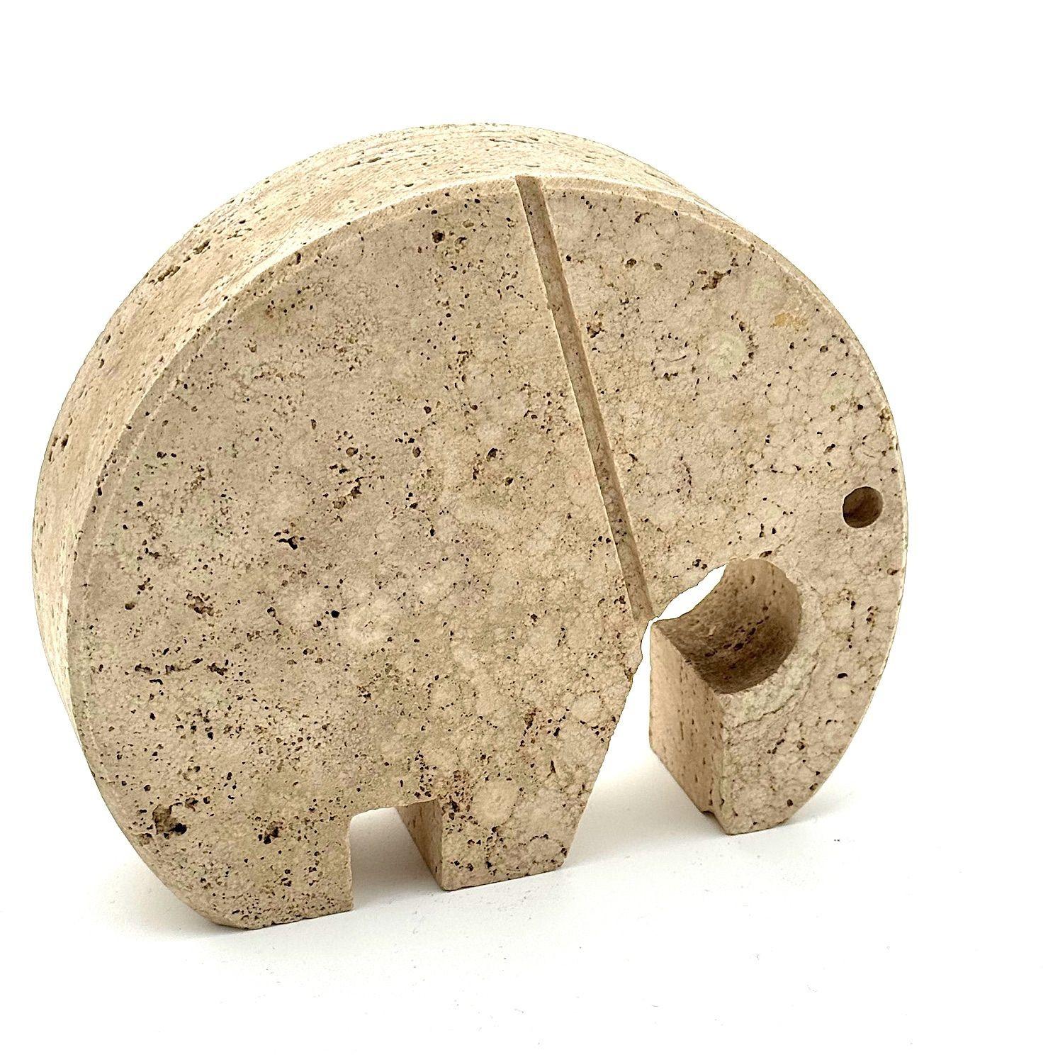Late 20th Century A pair of Italian 1970s travertine elephants by Fratelli Mannelli