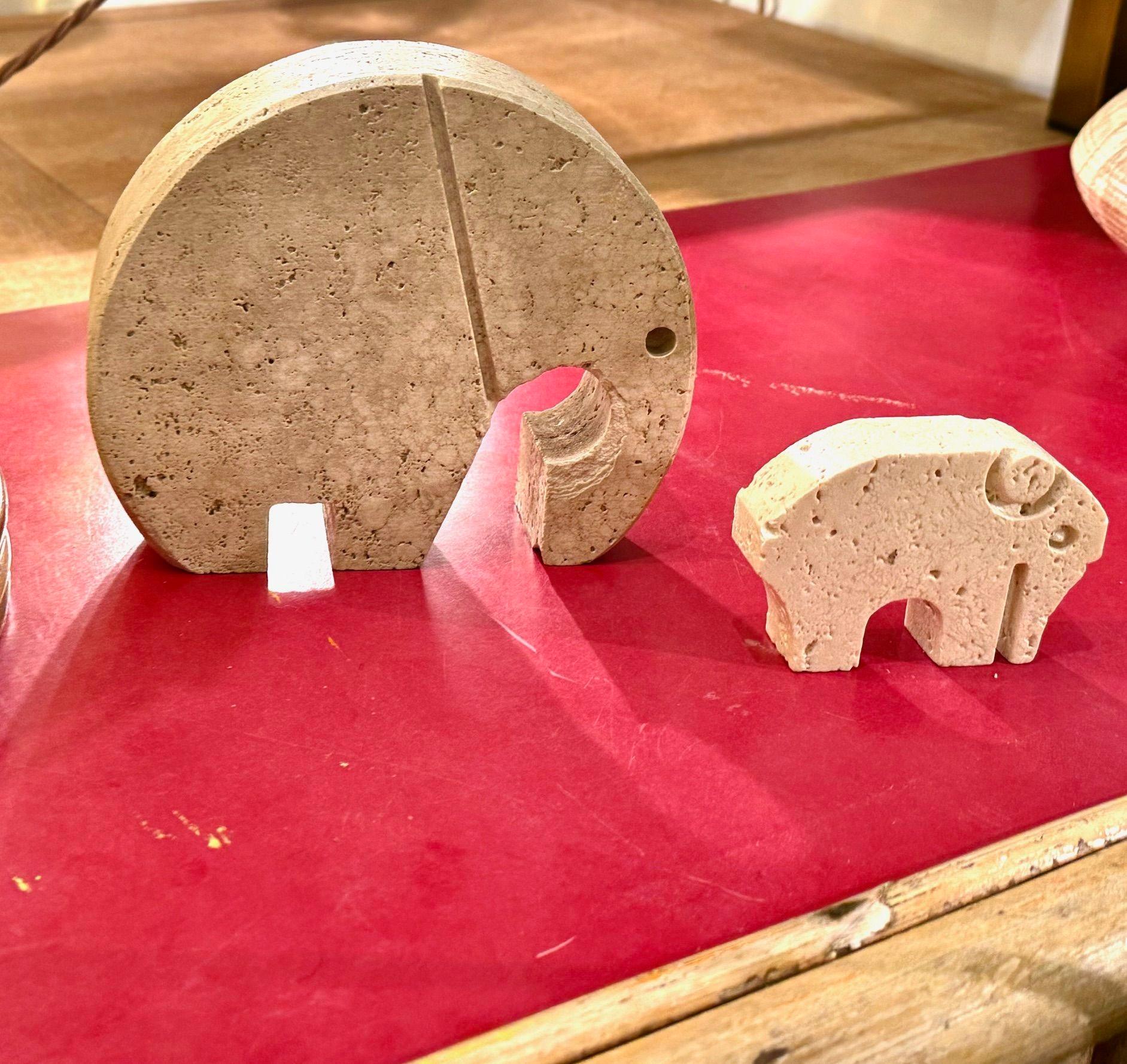 A pair of Italian 1970s travertine elephants by Fratelli Mannelli 3