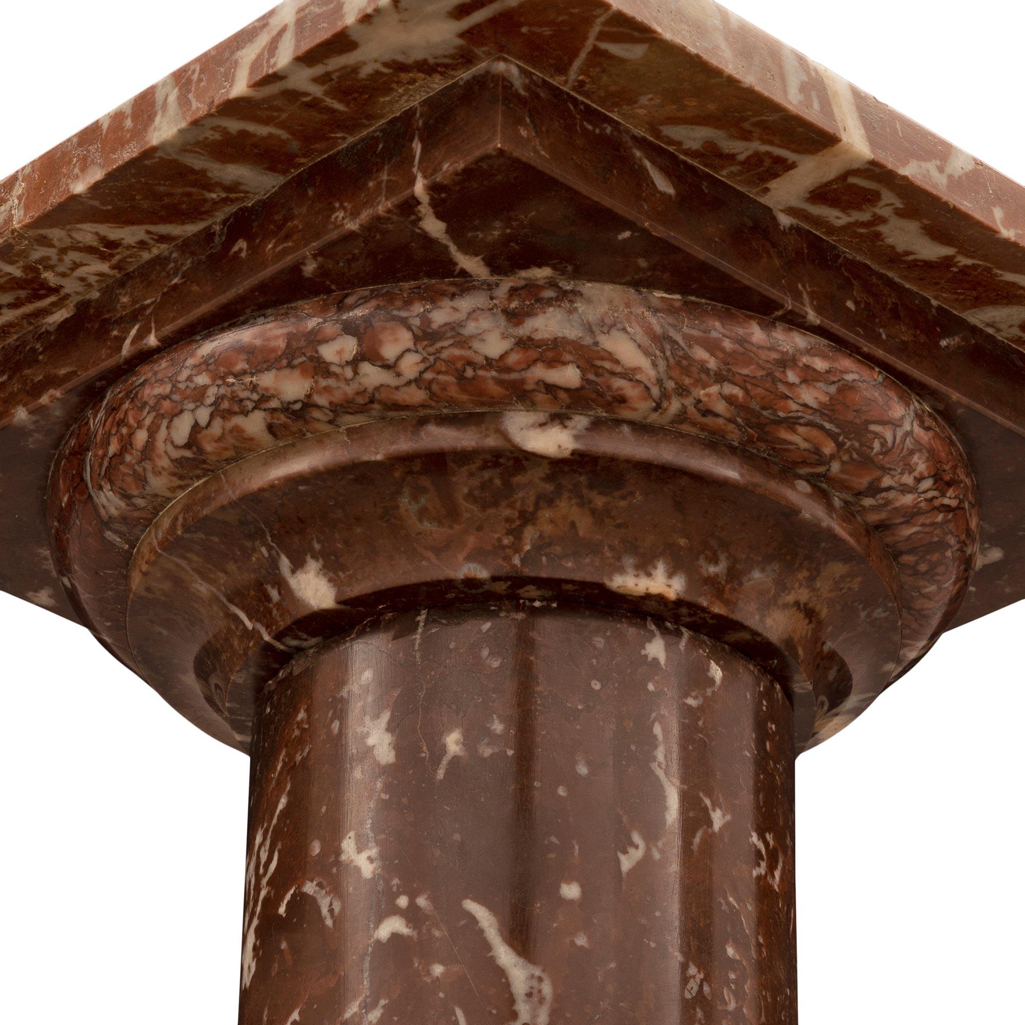 Pair of Italian 19th Century Coquiller De Bilbao Marble Pedestal Columns For Sale 2