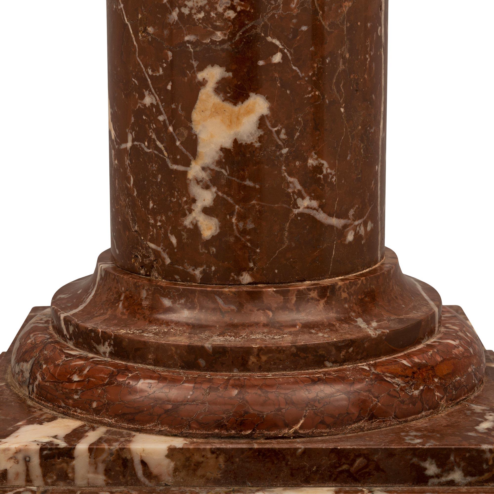 Pair of Italian 19th Century Coquiller De Bilbao Marble Pedestal Columns For Sale 4
