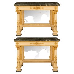Antique A pair of Italian 19th century Neo-Classical giltwood consoles