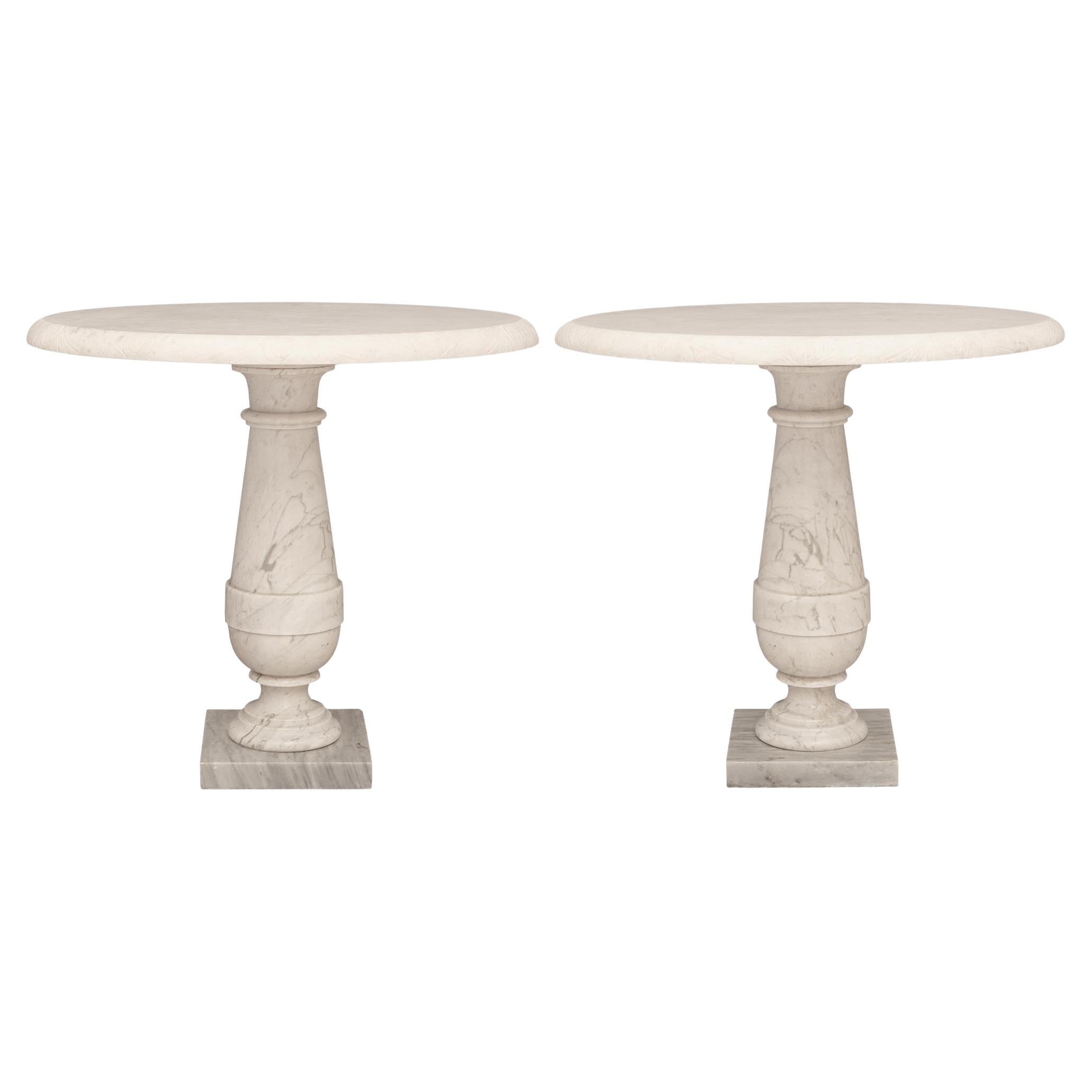 A pair of Italian 19th century Neo-Classical st. Carrara marble center tables For Sale