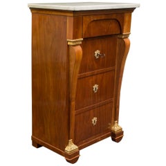 Pair of Italian 19th Century Neoclassical Style Marble and Cherrywood Chest