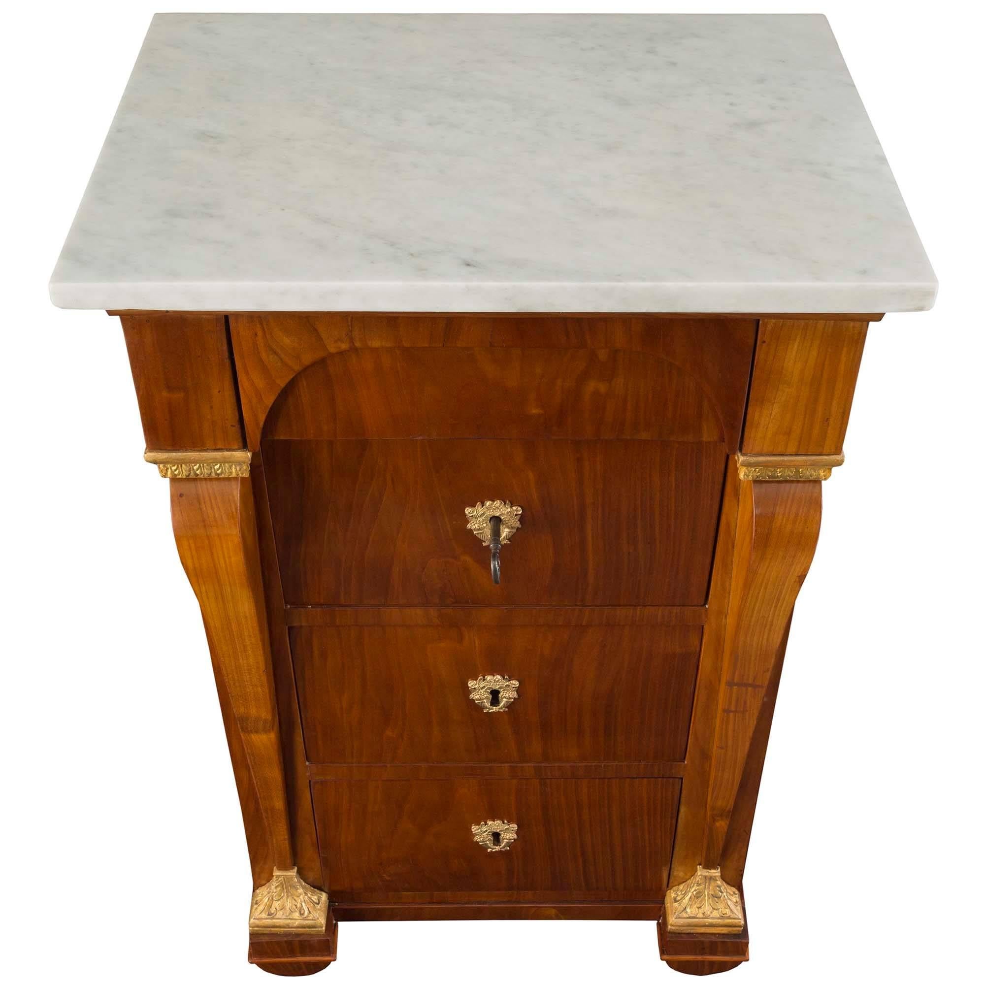 Pair of Italian 19th Century Neoclassical Style Marble and Cherrywood Chest 2